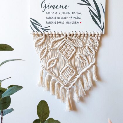 Decorative boards with print and macrame